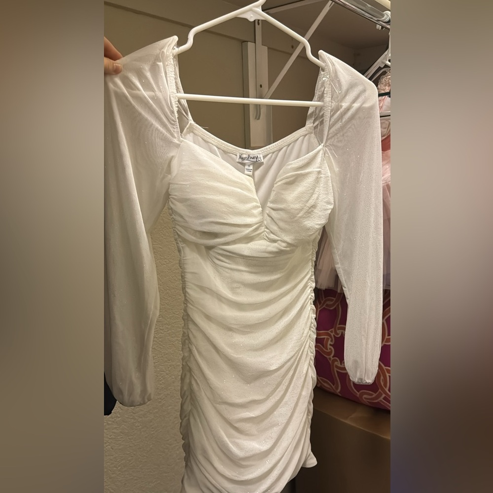 White Glittery Body-Con Dress